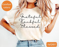 Ivory Crewneck sweatshirt with printed Thankful ® design, alternate product view.