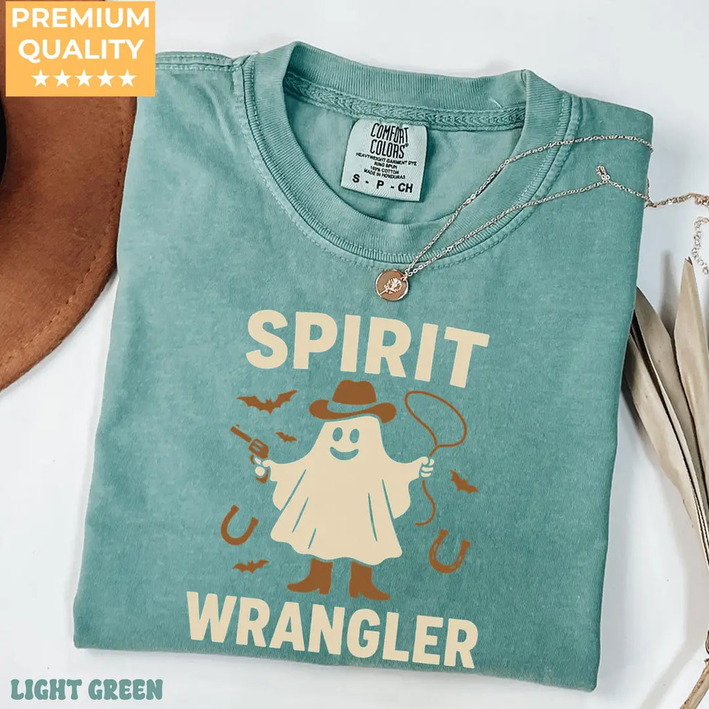 Ghost Wrangler - Western Halloween Comfort Colors T-Shirt alternate product view.