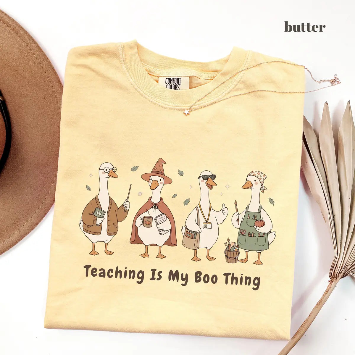 Butter Comfort Colors 1717 T-shirt with Teaching Is My Boo Thing design