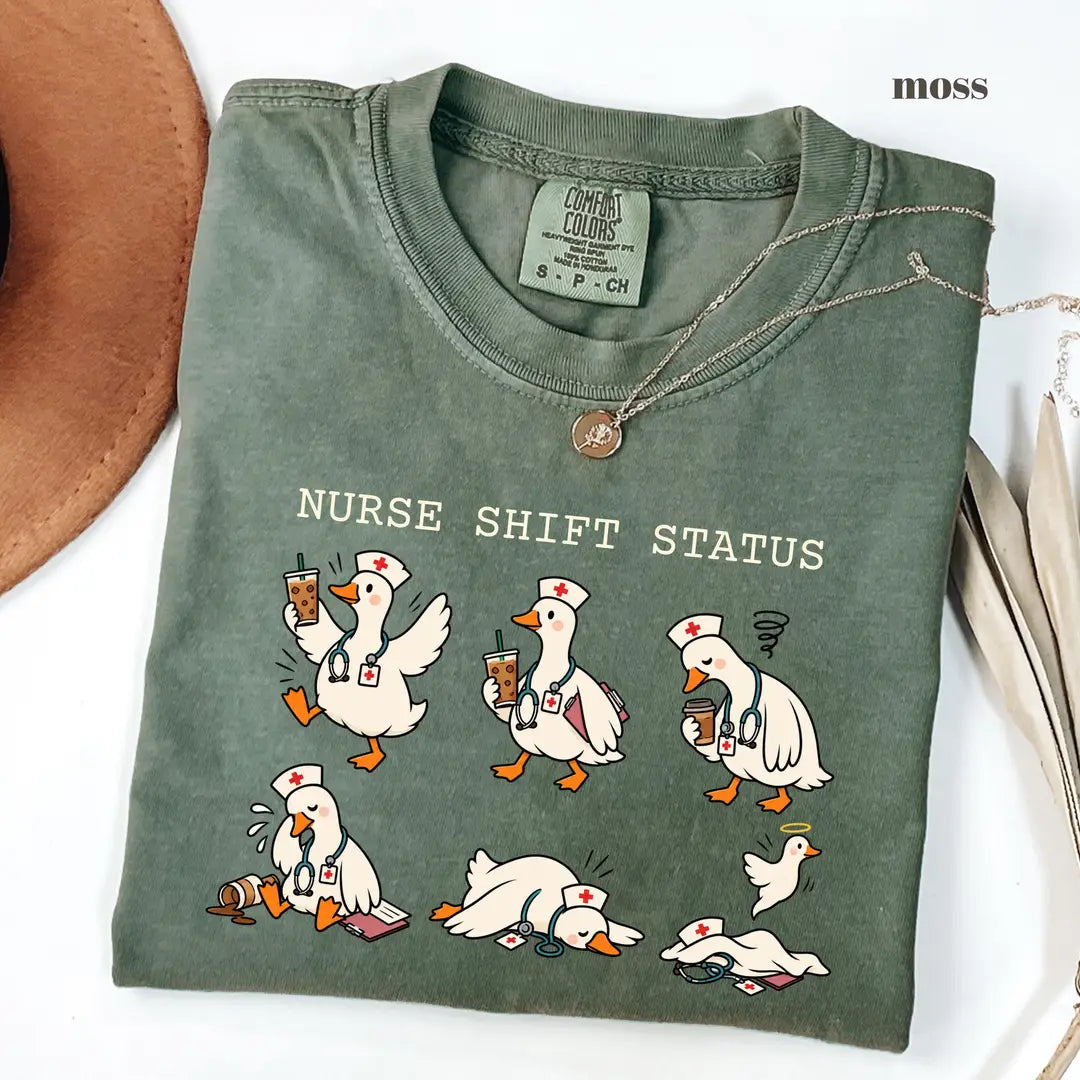 Moss Comfort Colors 1717 T-shirt with Funny Nurse design view 2