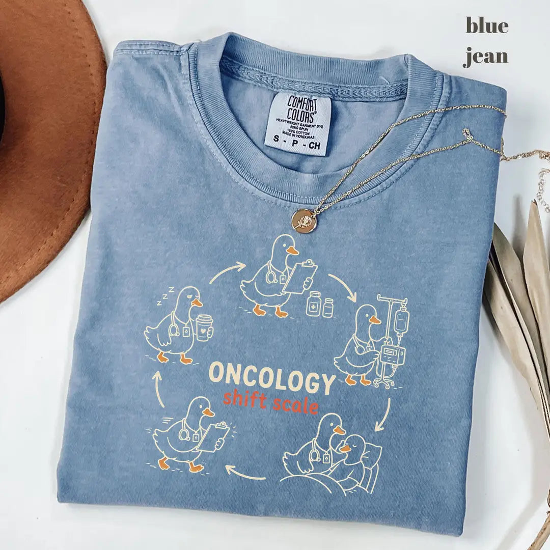 Blue Jean Comfort Colors 1717 T-shirt with Oncology Nurse design view 2