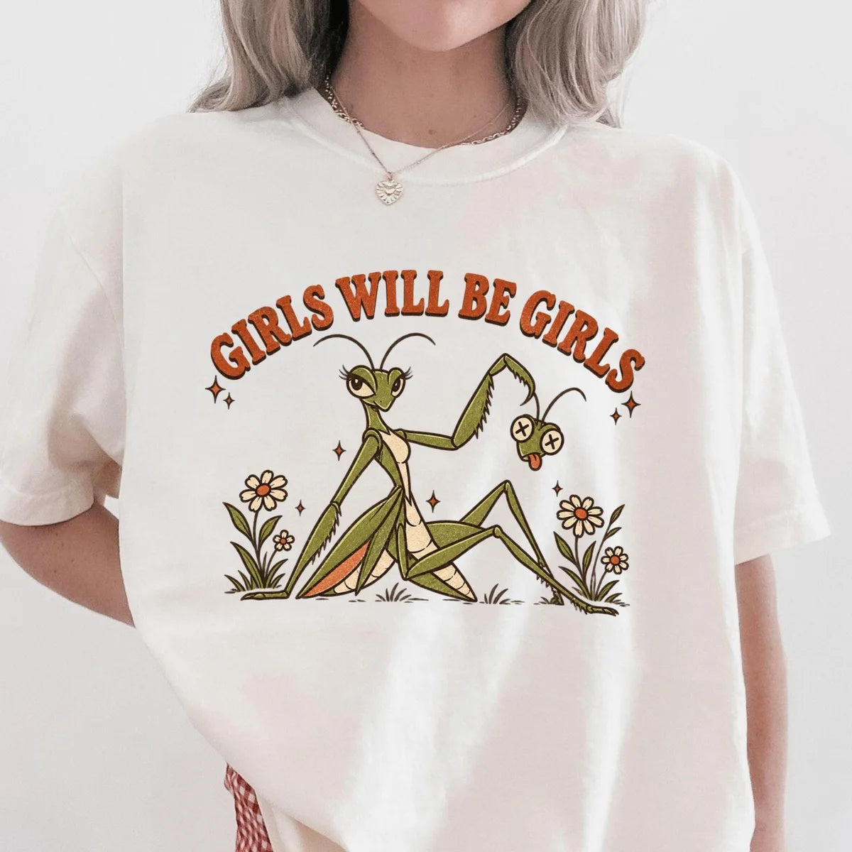 Comfort Colors 1717 T-shirt with Girls Will Be Girls Praying Mantis design alternate view