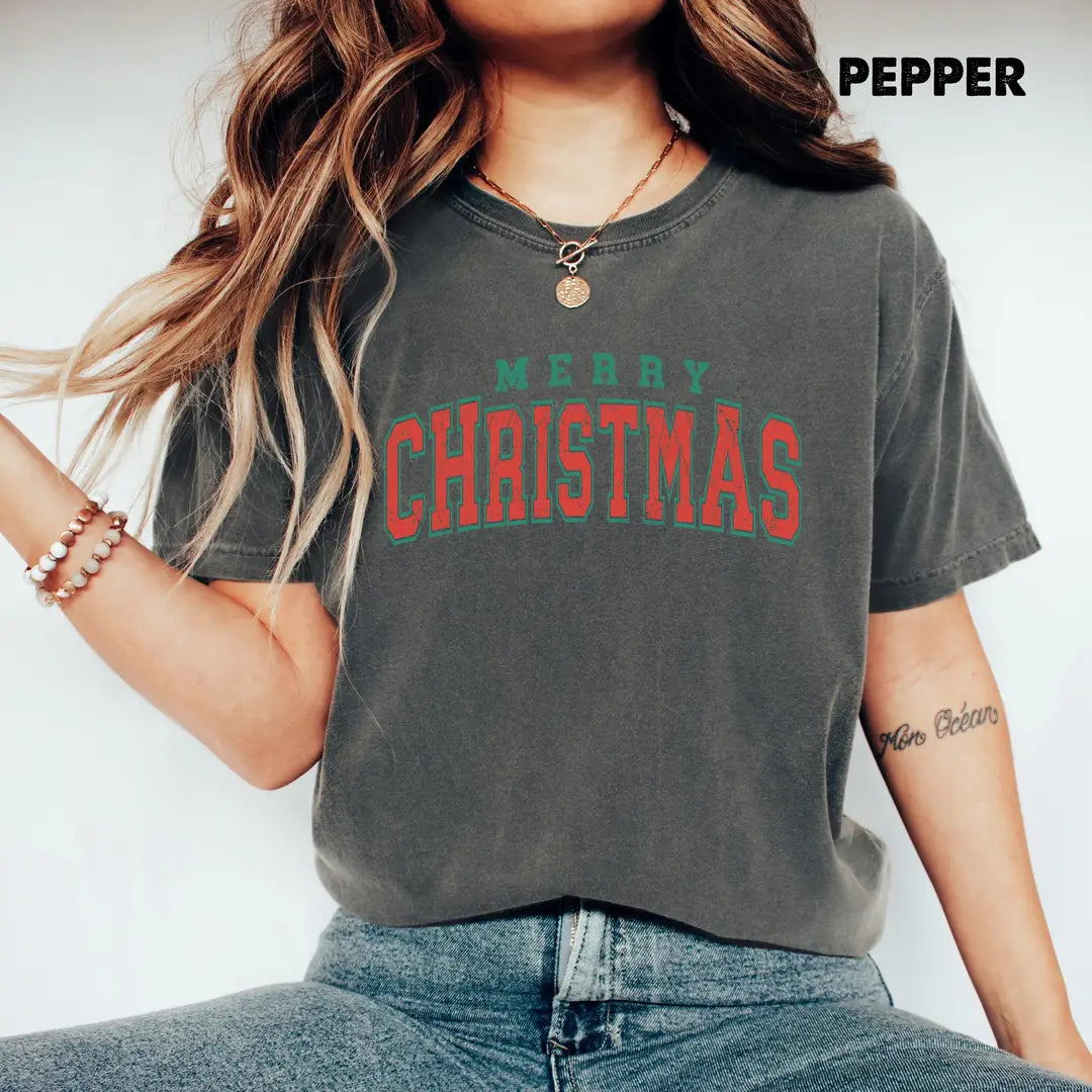 Pepper Comfort Colors 1717 T-shirt with Merry Christmas design