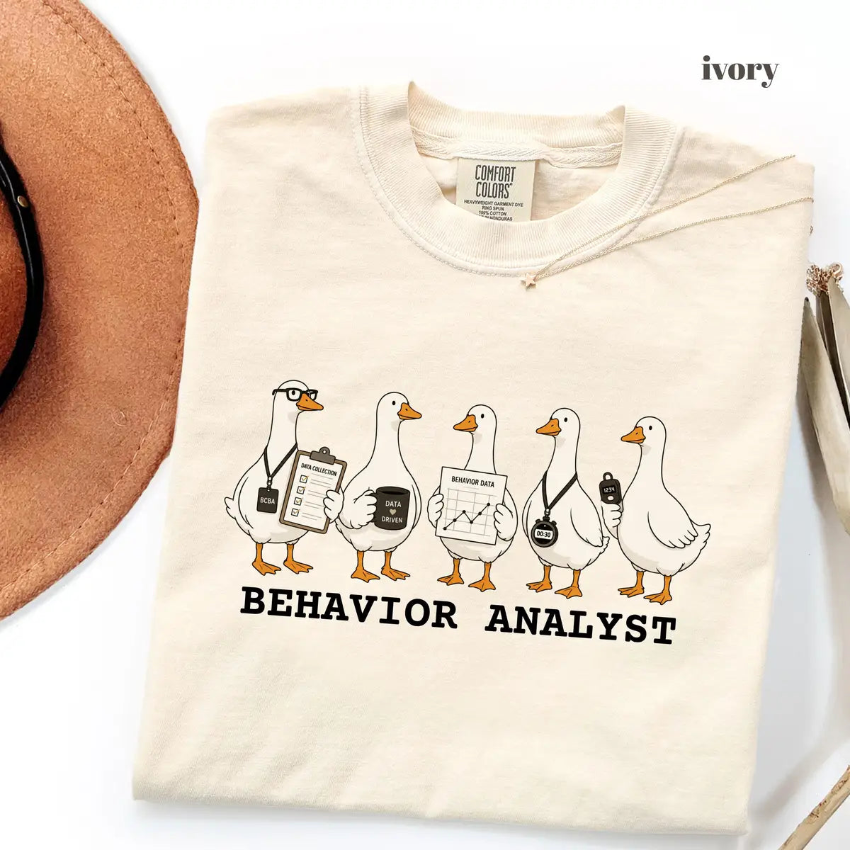 Ivory Comfort Colors 1717 T-shirt with Behavior Analyst design