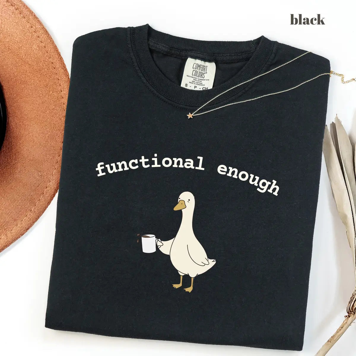 Black CF Comfort Colors 1717 T-shirt with Functional Enough OT design