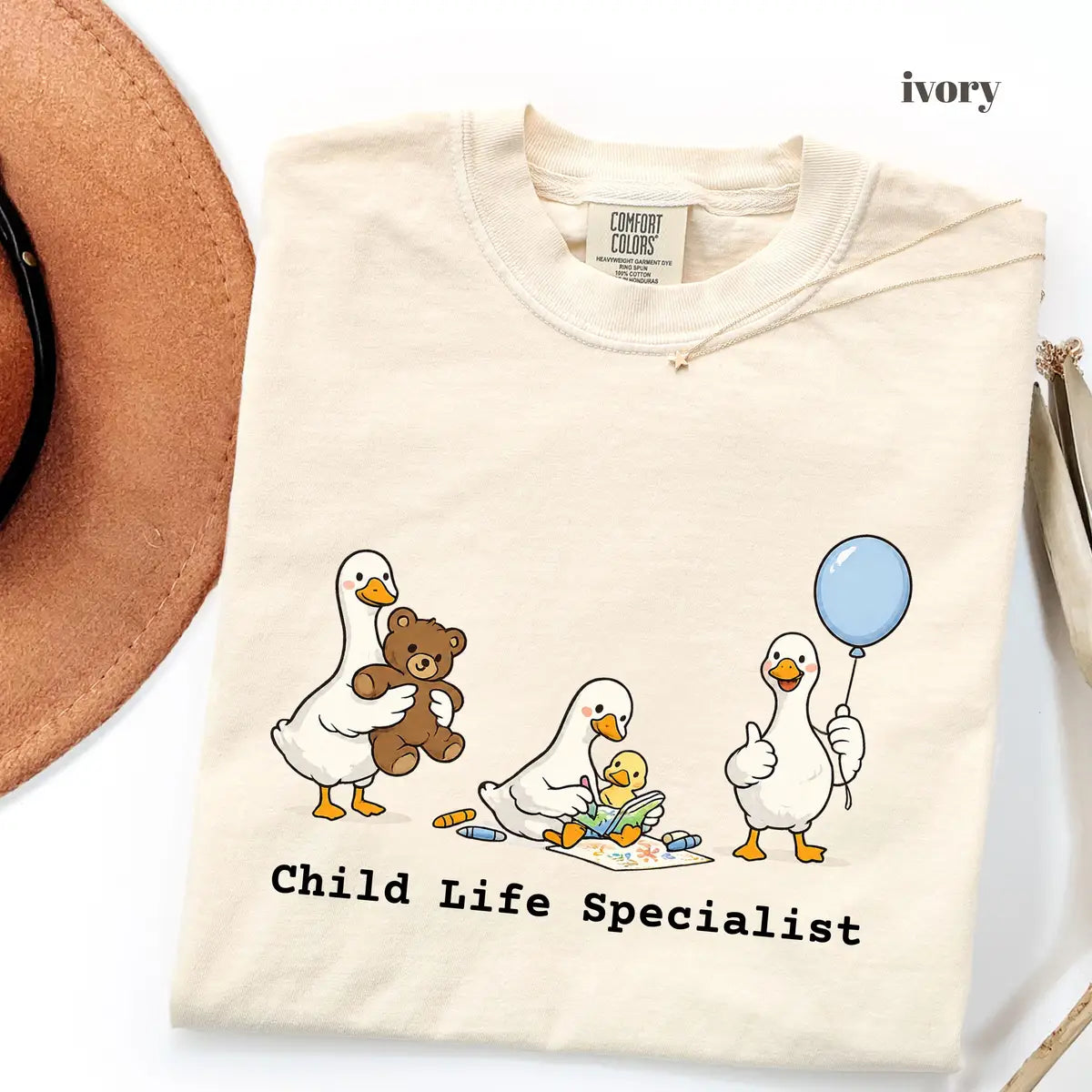 Ivory Comfort Colors 1717 T-shirt with Child Life Specialist design