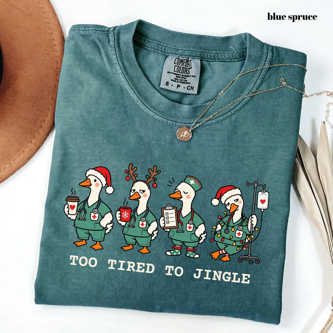 Comfort Colors 1717 T-shirt with Too Tired to Jingle Nurse design alternate view view 5
