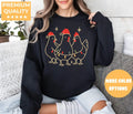 BLACK Crewneck sweatshirt with Chicken Christmas design shown on a model.