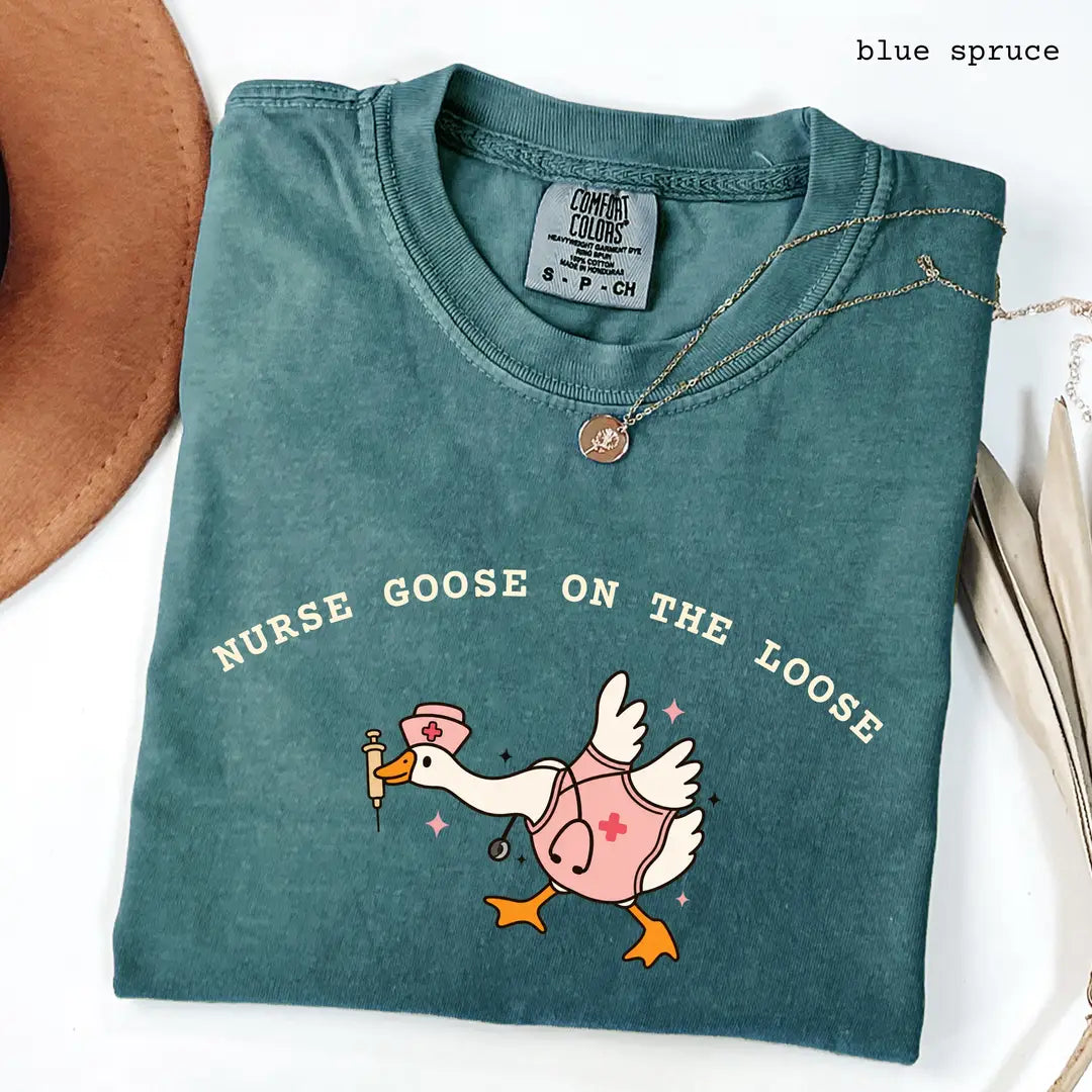 Comfort Colors 1717 T-shirt with Nurse Goose on the Loose design alternate view view 2