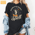Reading Is My Favorite Spell - Witch Book Lover Comfort Colors T-Shirt alternate product view in Black.