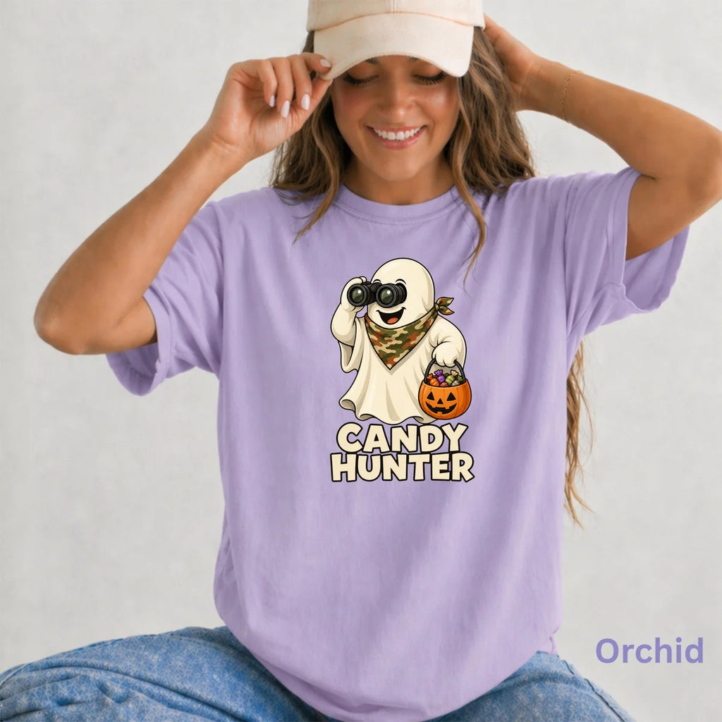 Candy Hunter Camo Halloween Comfort Colors T-Shirt alternate product view.