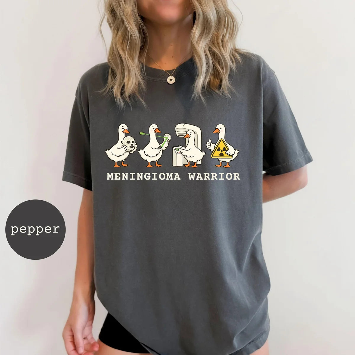 Pepper Comfort Colors 1717 T-shirt with Meningioma Warrior design view 2