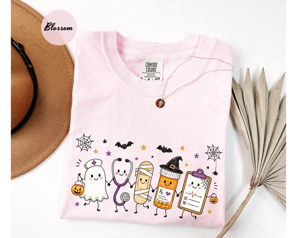 Comfort Colors 1717 T-shirt with Halloween Nurse Doodle design alternate view view 5