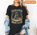 Salem Witch Book Club - Halloween Cat Comfort Colors T-Shirt hero view.
