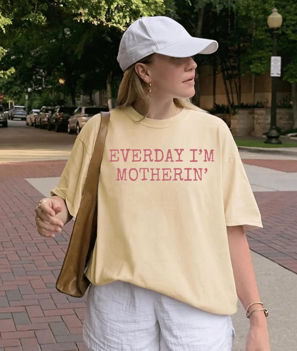 Comfort Colors 1717 T-shirt with Mom Life design worn by a model view 2