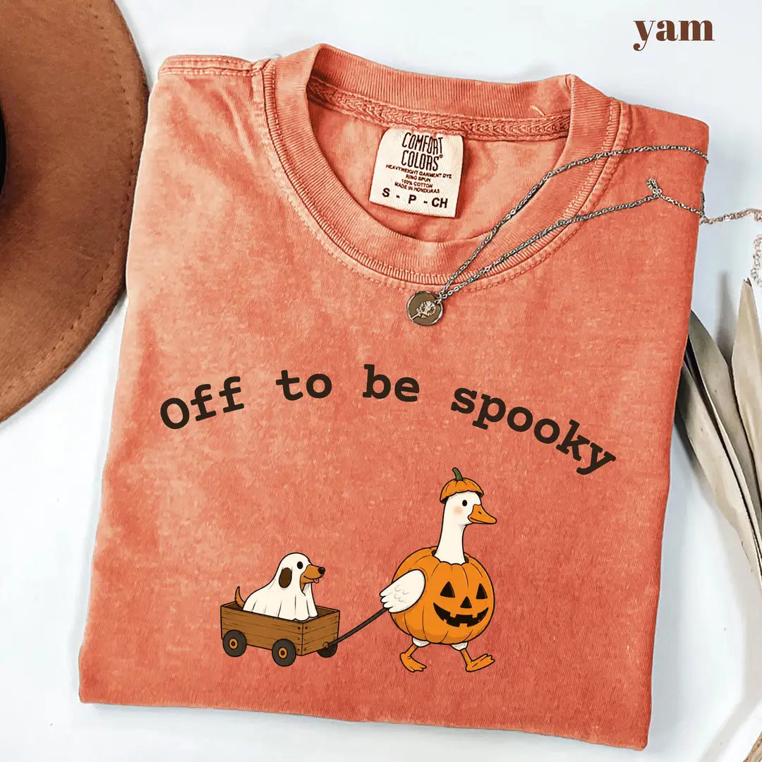 Yam Comfort Colors 1717 T-shirt with Off To Be Spooky design worn by a model