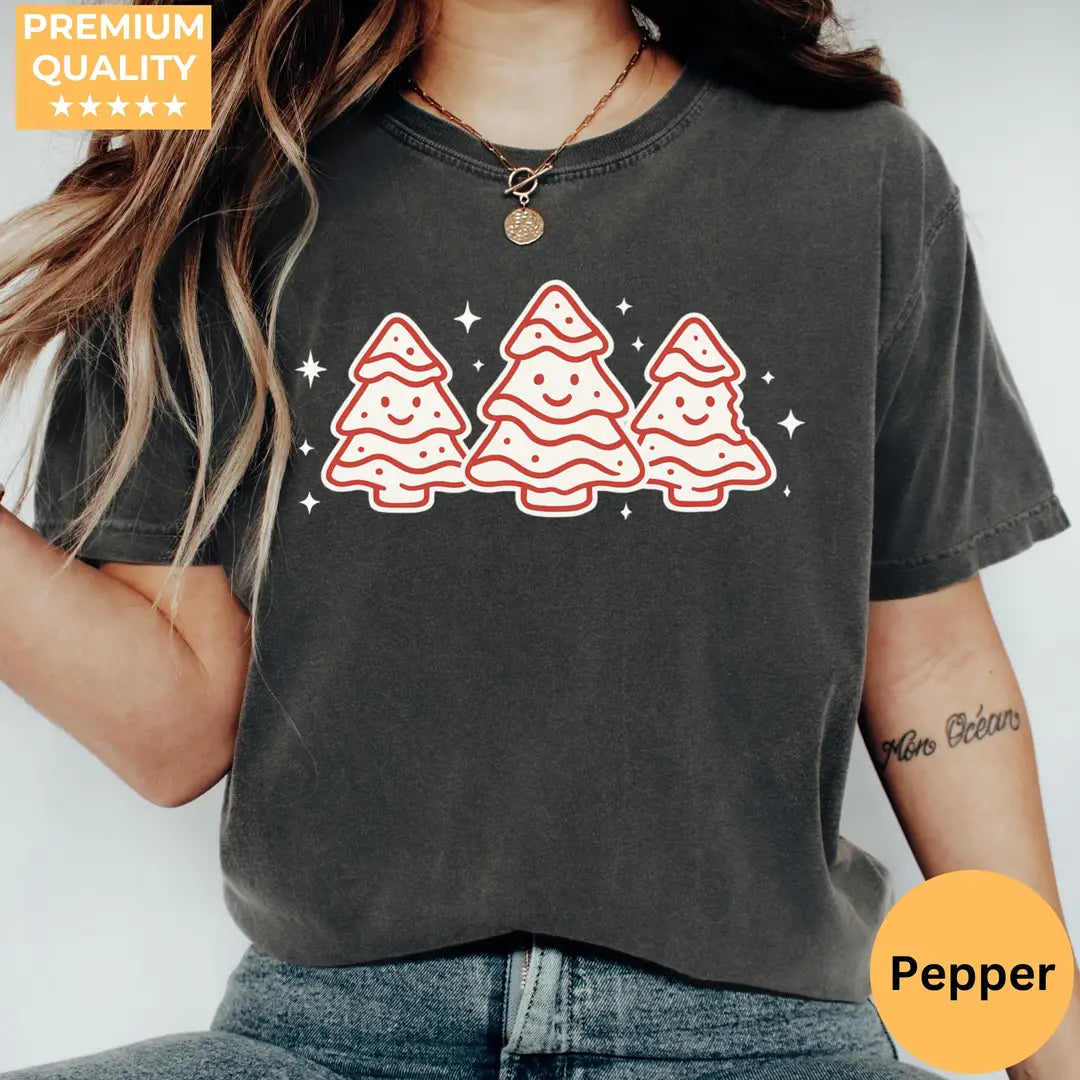 Pepper Comfort Colors 1717 T-shirt with Cute Christmas design, hero view.