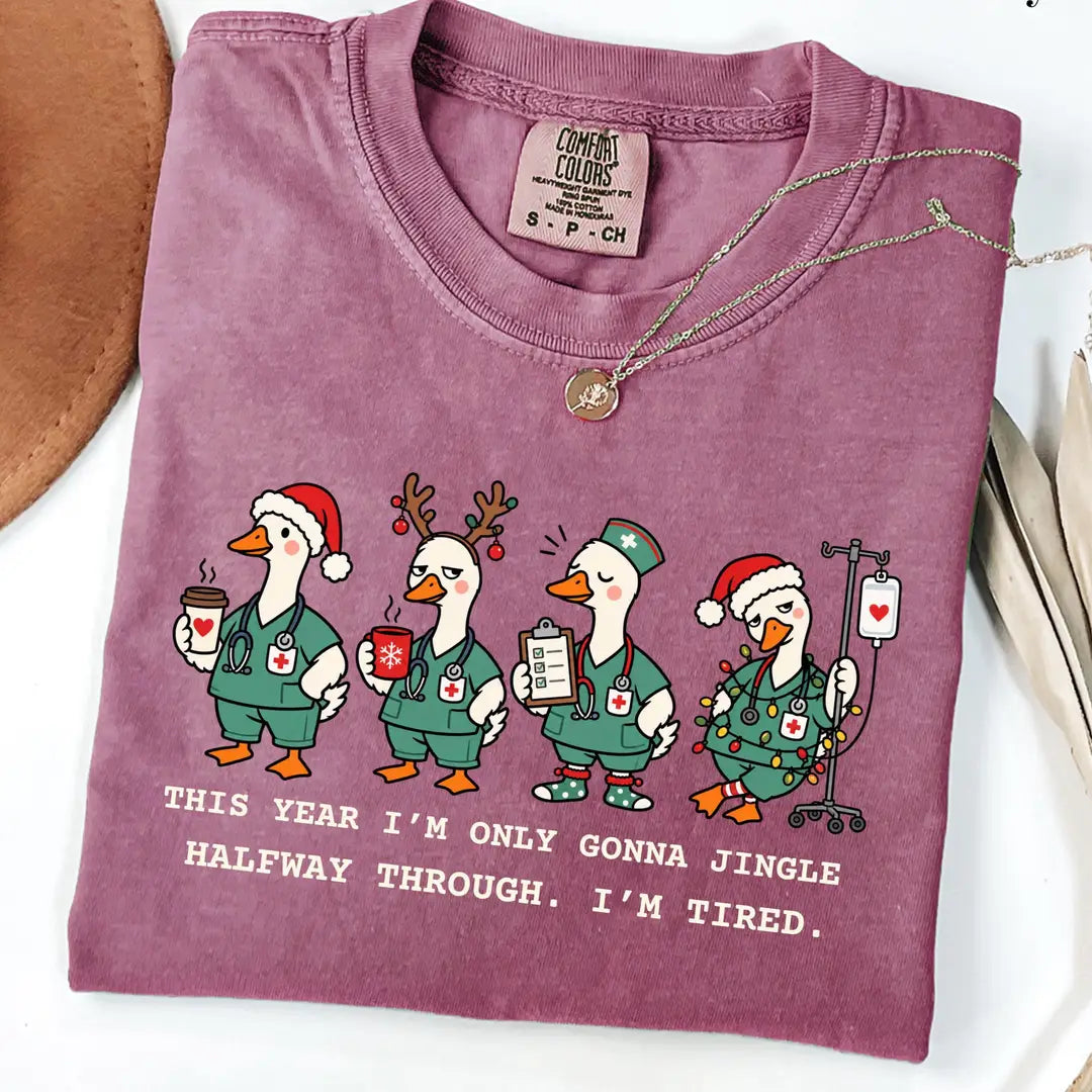 Comfort Colors 1717 T-shirt with Christmas Nurse design alternate view