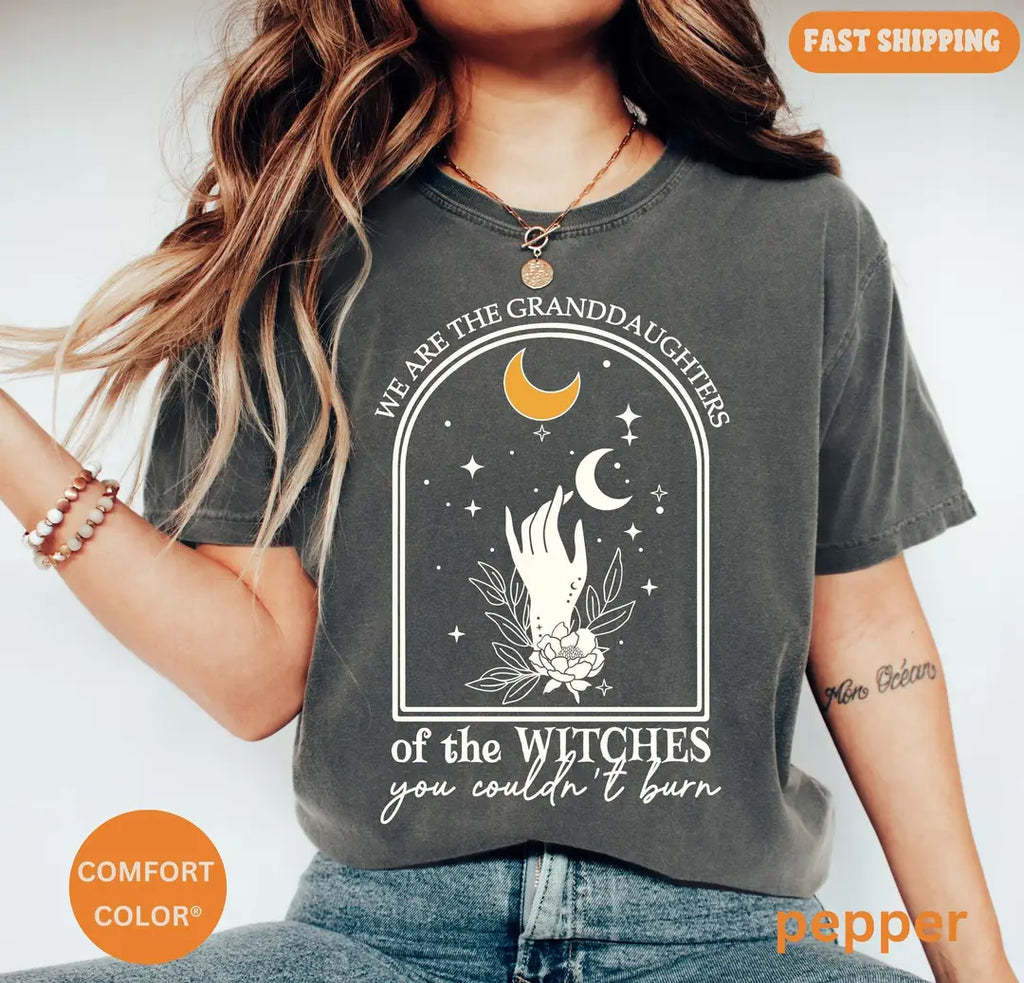 Granddaughters of Witches You Couldn't Burn Comfort Colors T-Shirt alternate product view.