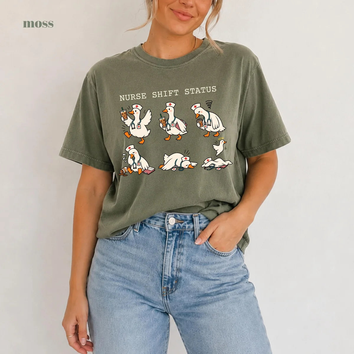 Moss Comfort Colors 1717 T-shirt with Funny Nurse design
