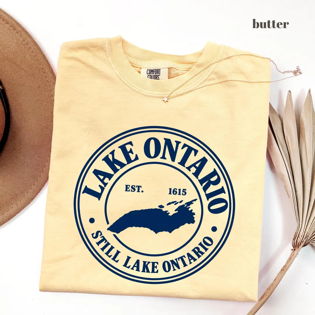 Butter Comfort Colors 1717 T-shirt with Lake Ontario design