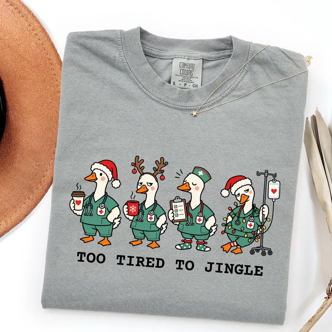 Comfort Colors 1717 T-shirt with Too Tired to Jingle Nurse design alternate view view 7