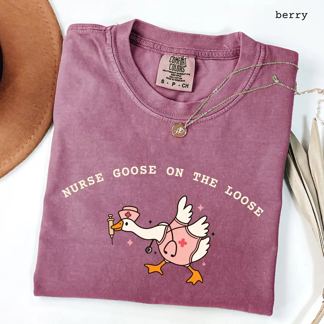 Comfort Colors 1717 T-shirt with Nurse Goose on the Loose design alternate view view 3