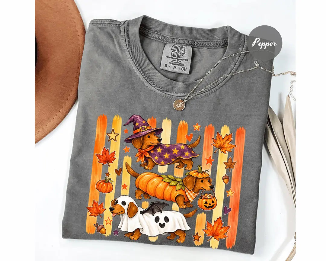 Comfort Colors 1717 T-shirt with Halloween Dachshund design alternate view view 6
