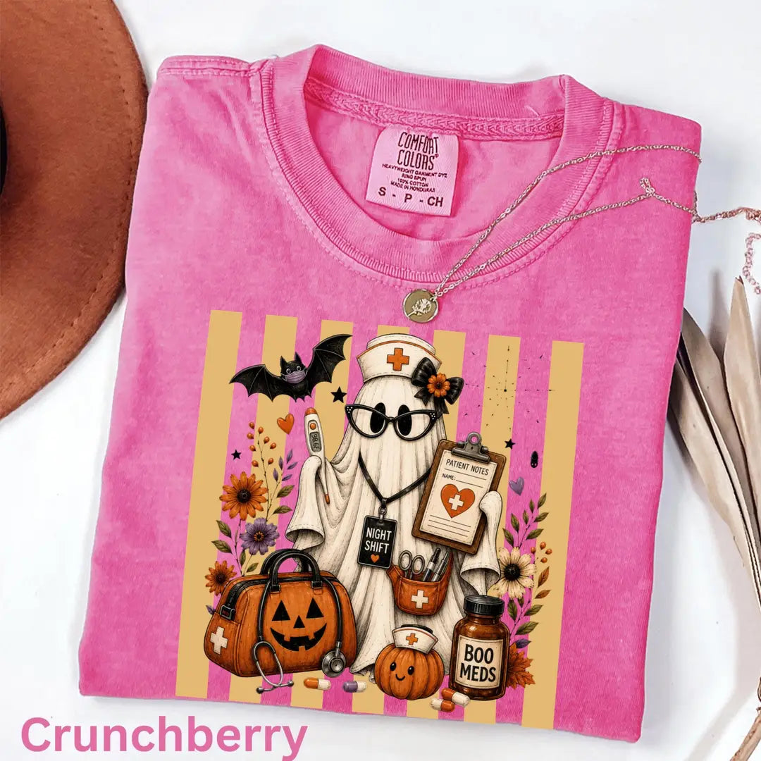 Night Shift Nurse Halloween Comfort Colors T-Shirt alternate product view.
