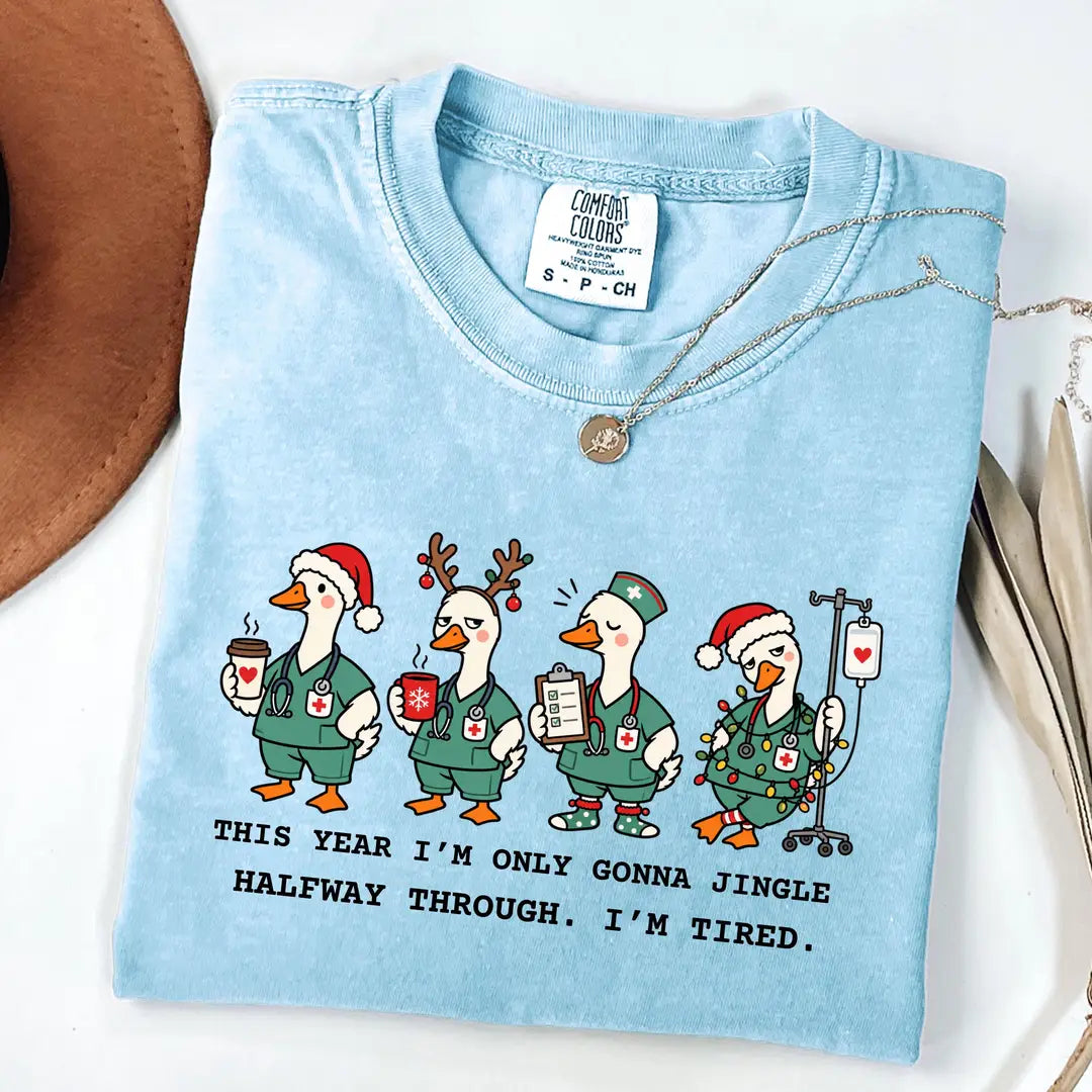 Comfort Colors 1717 T-shirt with Christmas Nurse design alternate view view 6