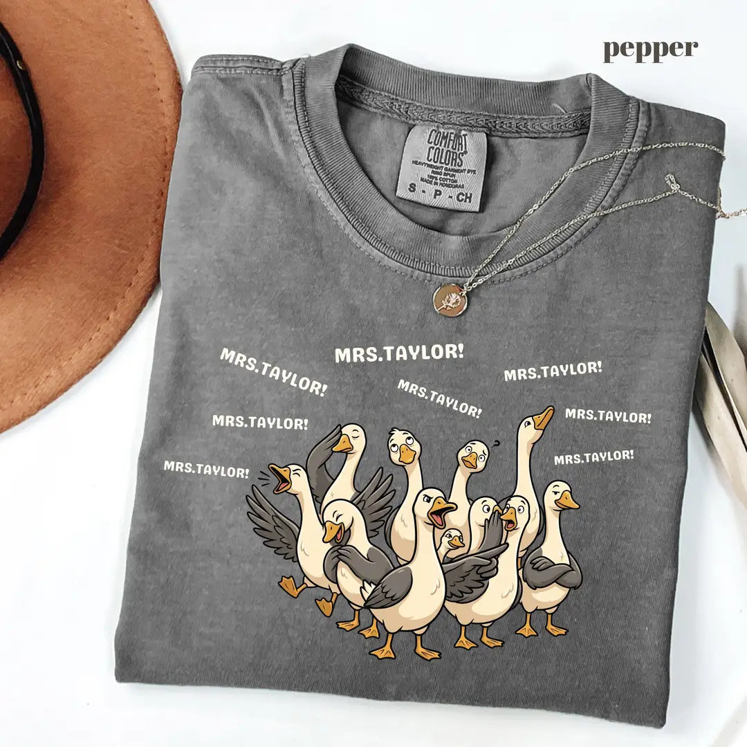 Pepper Comfort Colors 1717 T-shirt with Goose Teacher design