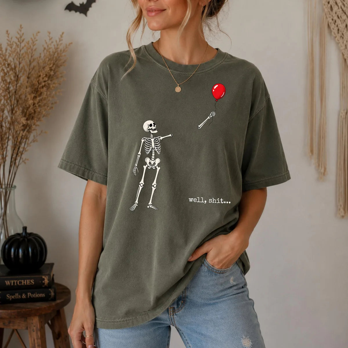 Comfort Colors 1717 T-shirt with Well Shit Skeleton design alternate view view 3