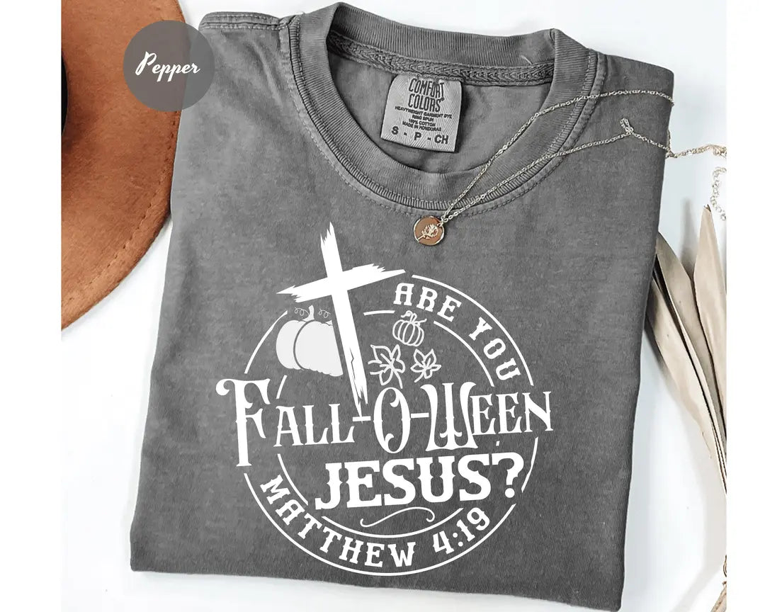 Comfort Colors 1717 T-shirt with Are You Fall-o-ween Jesus design alternate view