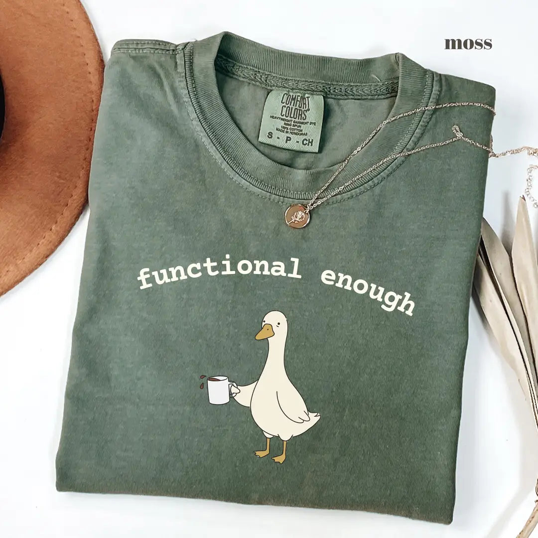 Moss Comfort Colors 1717 T-shirt with Functional Enough OT design view 2