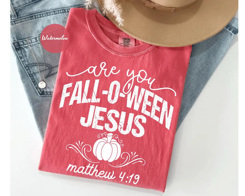 Comfort Colors 1717 T-shirt with Are You Fall-O-Ween Jesus design alternate view