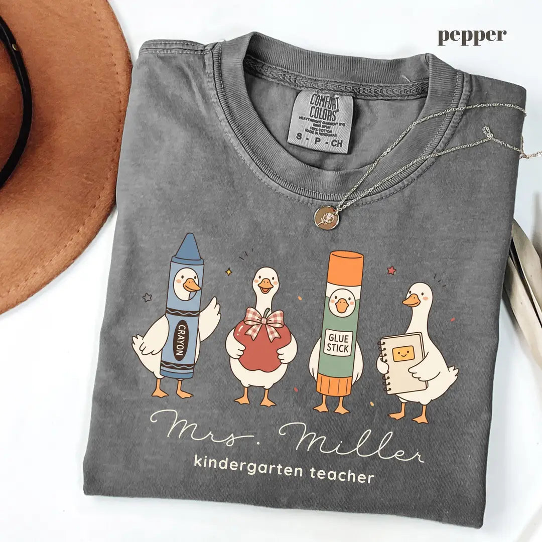 Pepper Comfort Colors 1717 T-shirt with First Grade Teacher design view 2
