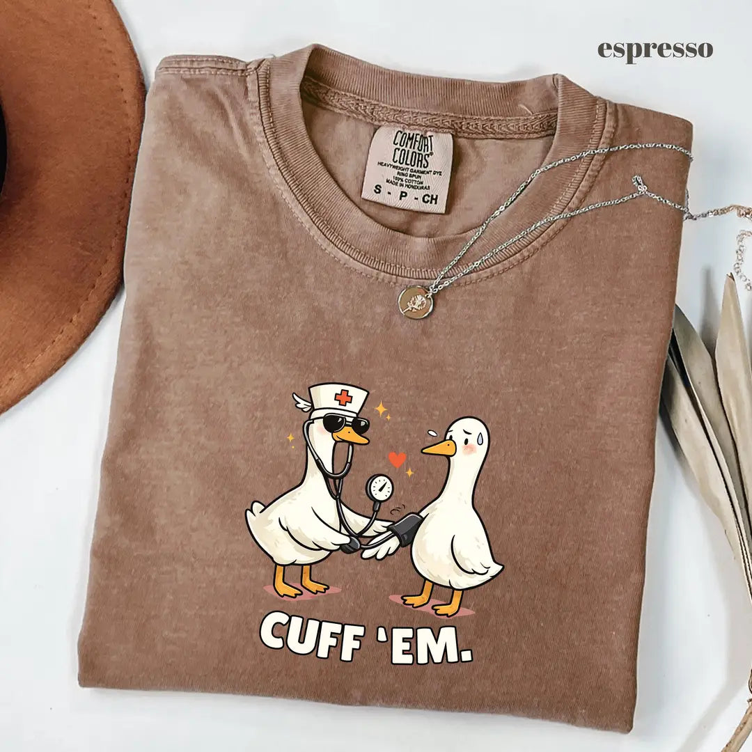 Espresso Comfort Colors 1717 T-shirt with Funny Goose Nurse design
