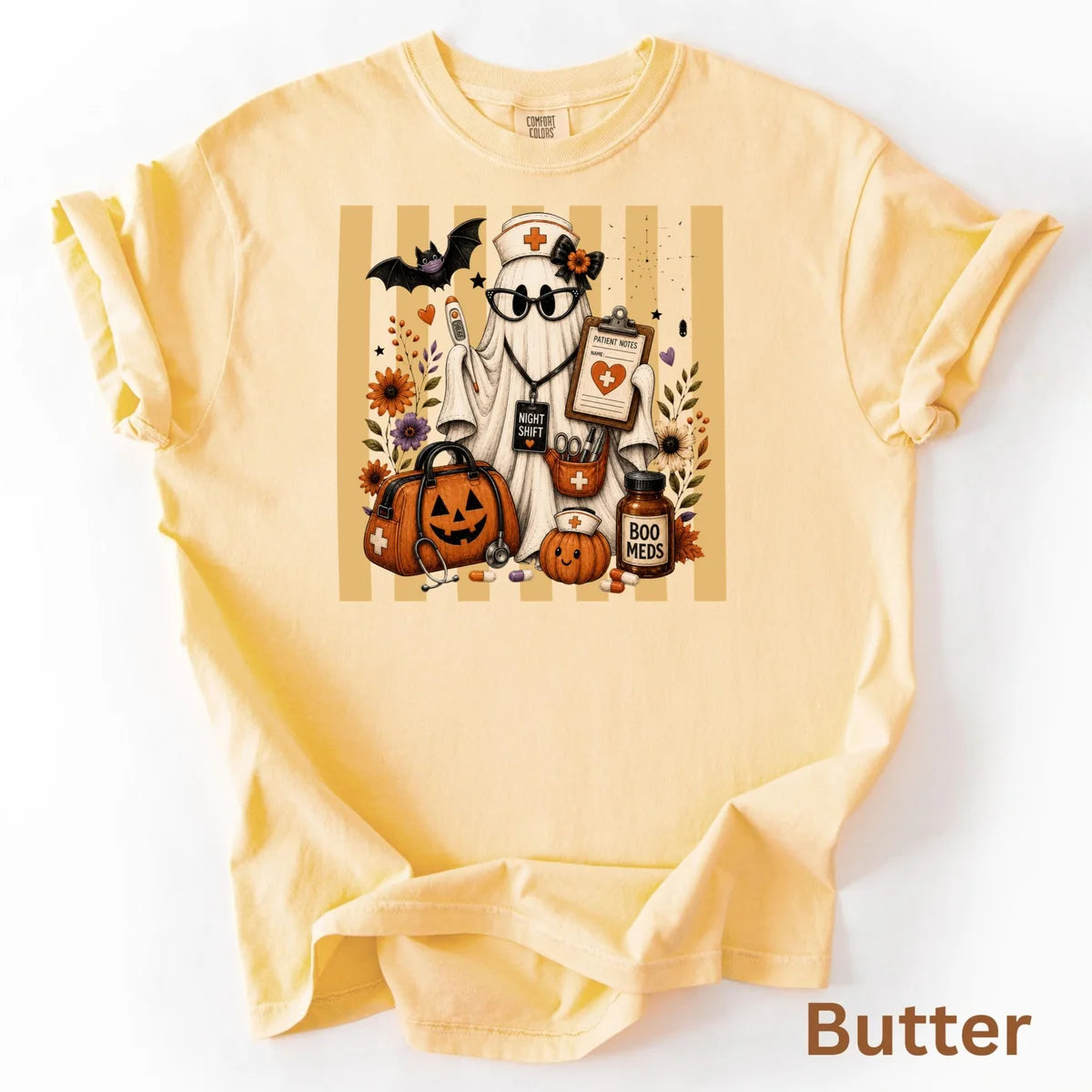 Night Shift Nurse Halloween Comfort Colors T-Shirt alternate product view.
