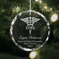 Personalized engraved crystal glass ornament featuring Diagnostic Medical Sonographer.