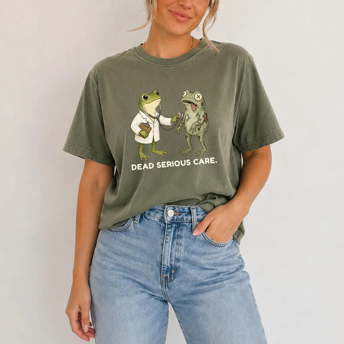Comfort Colors 1717 T-shirt with Dead Serious Care design alternate view view 2