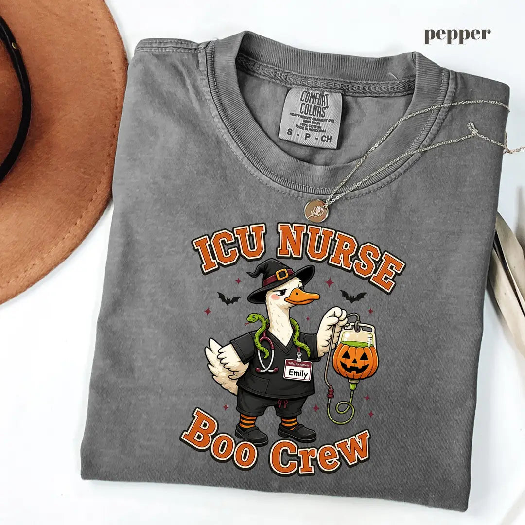 Pepper Comfort Colors 1717 T-shirt with ICU Nurse design view 2