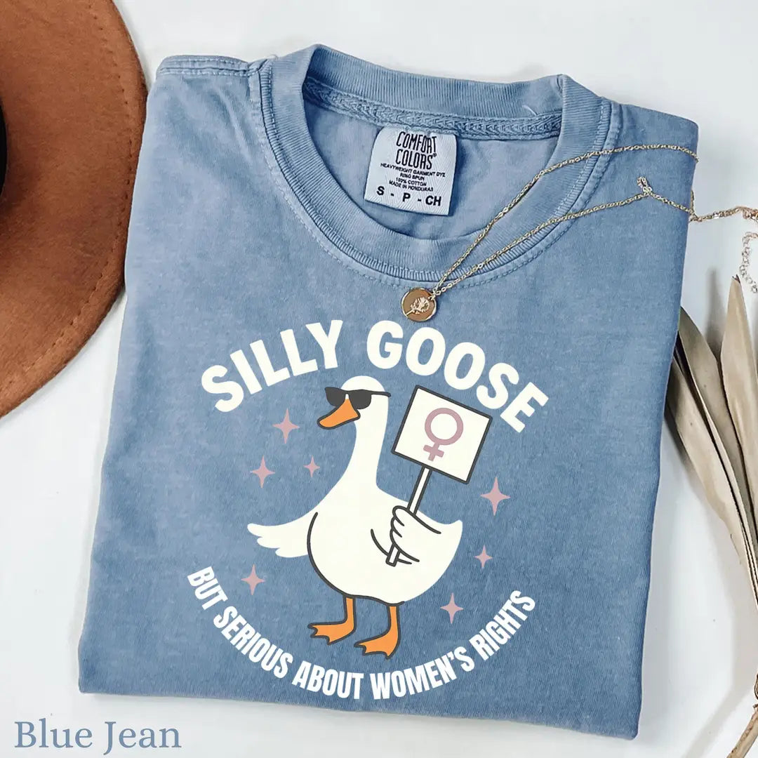 Blue Jean Comfort Colors 1717 T-shirt with Feminist design, alternate product view.