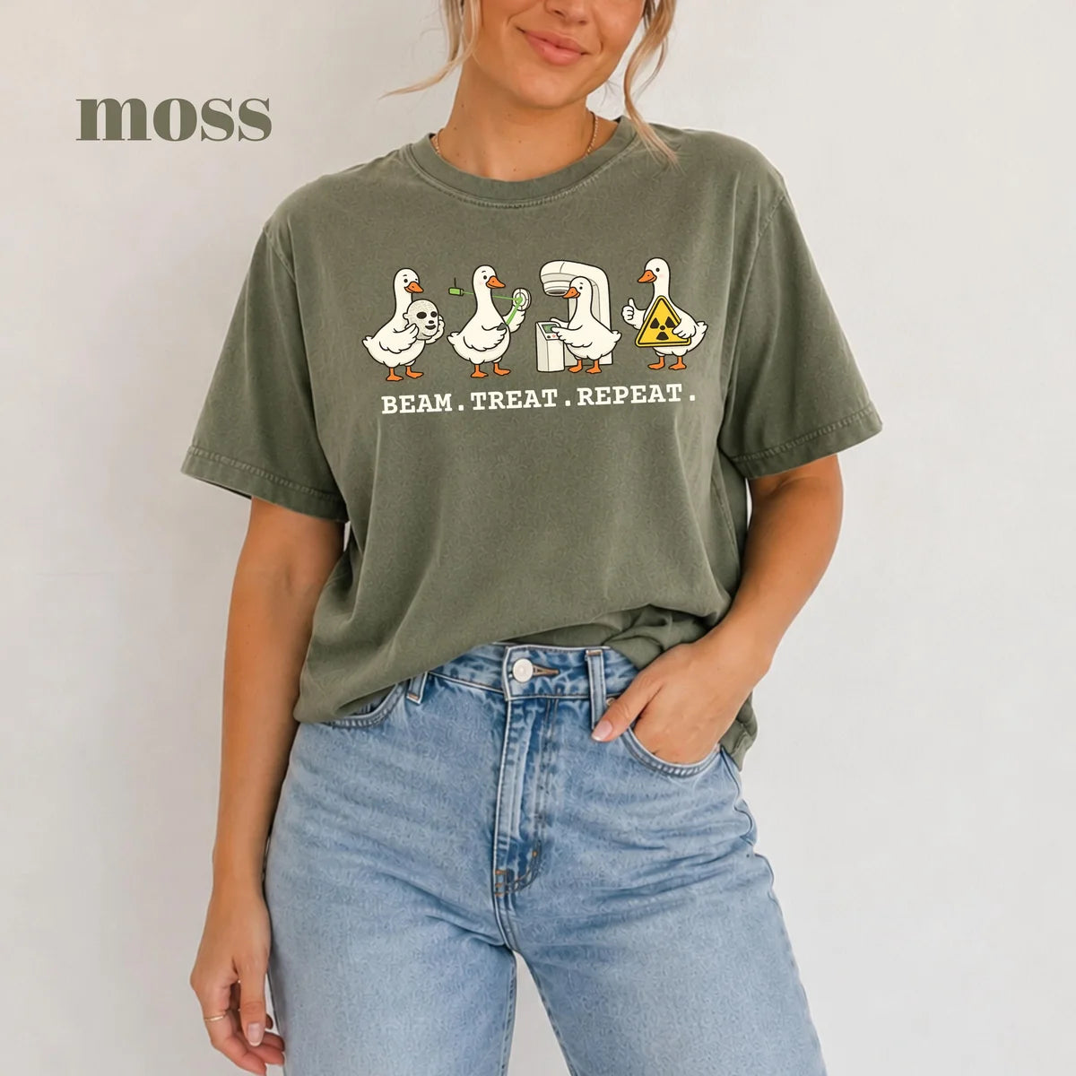 Moss Comfort Colors 1717 T-shirt with Beam Treat Repeat design