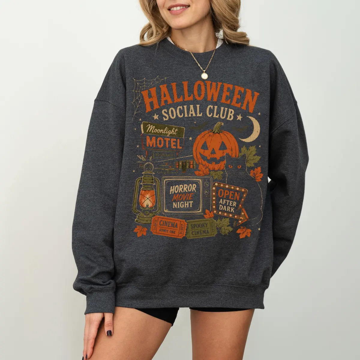 Comfort Colors 1717 T-shirt with Halloween Social Club design alternate view view 2