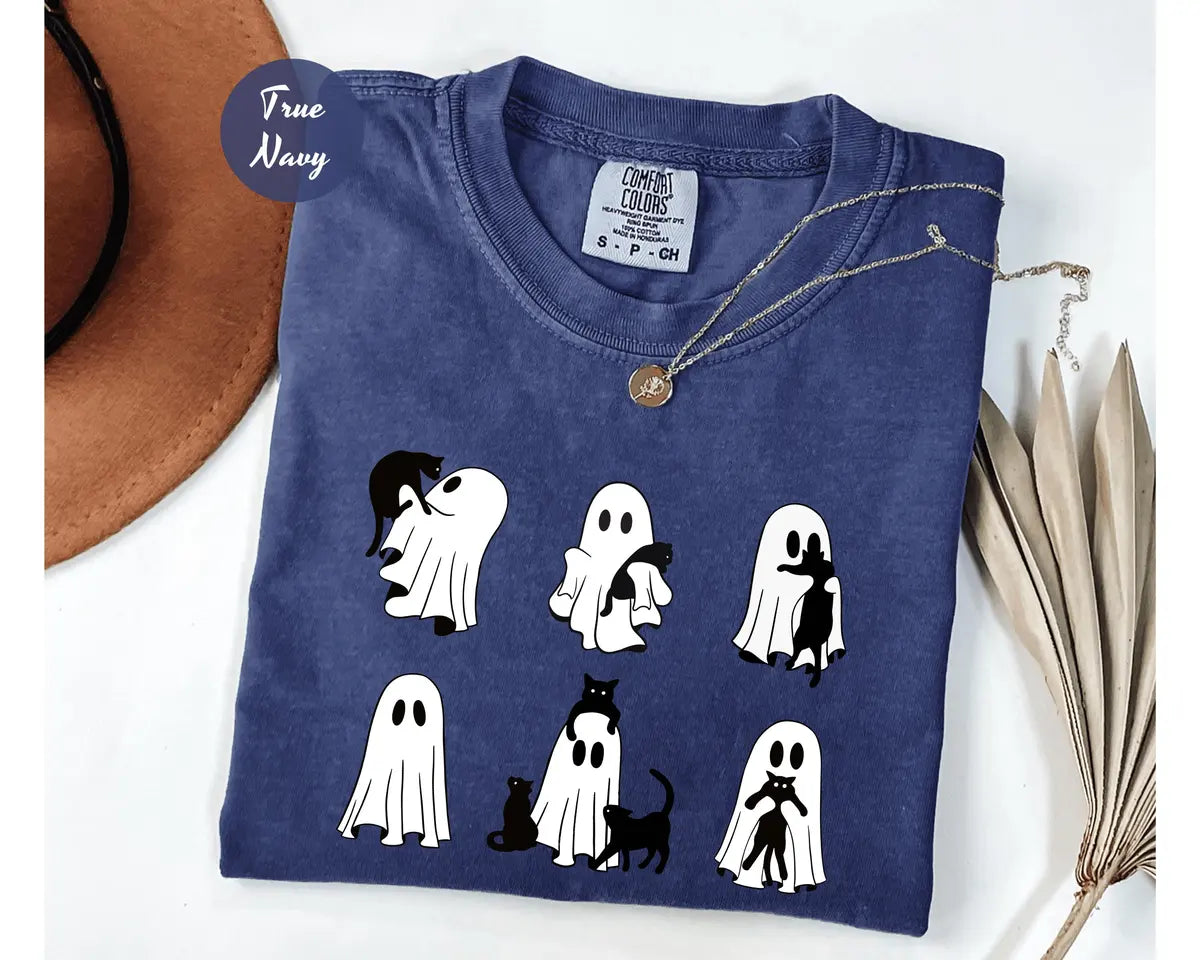 Comfort Colors 1717 T-shirt with Black Cat Ghost design alternate view view 5