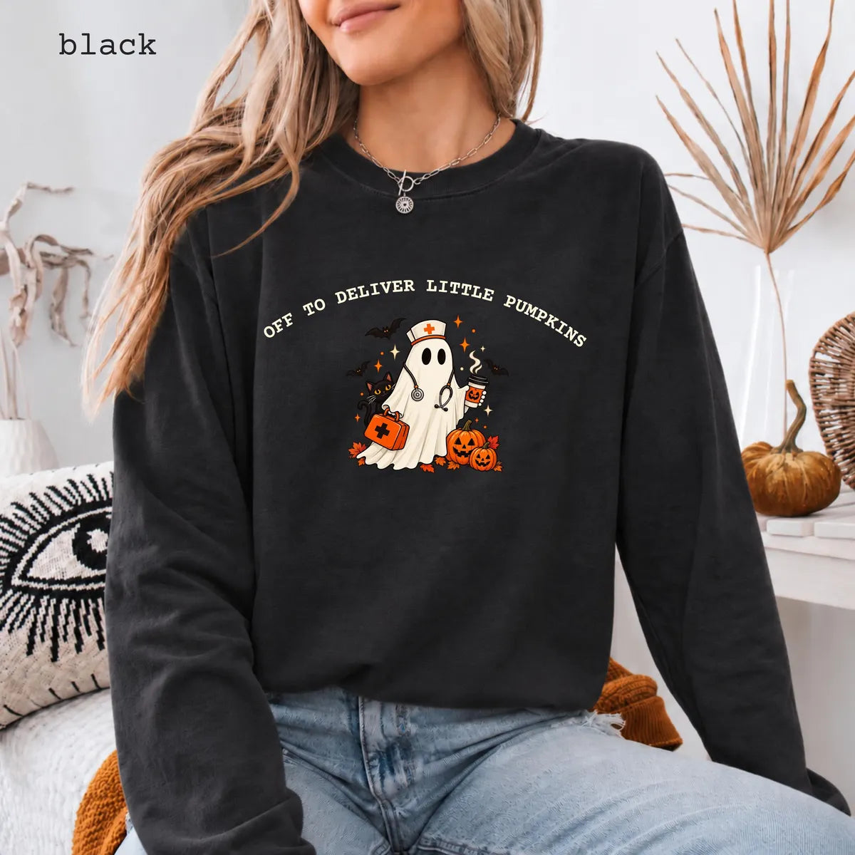 Black CF Comfort Colors 1717 T-shirt with Labor and Delivery Nurse design
