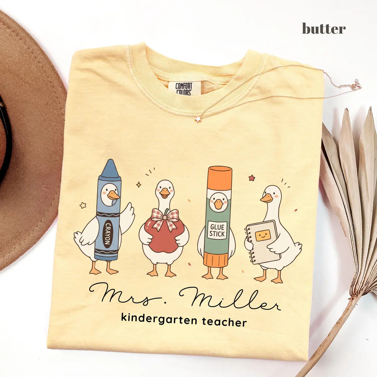 Butter Comfort Colors 1717 T-shirt with First Grade Teacher design