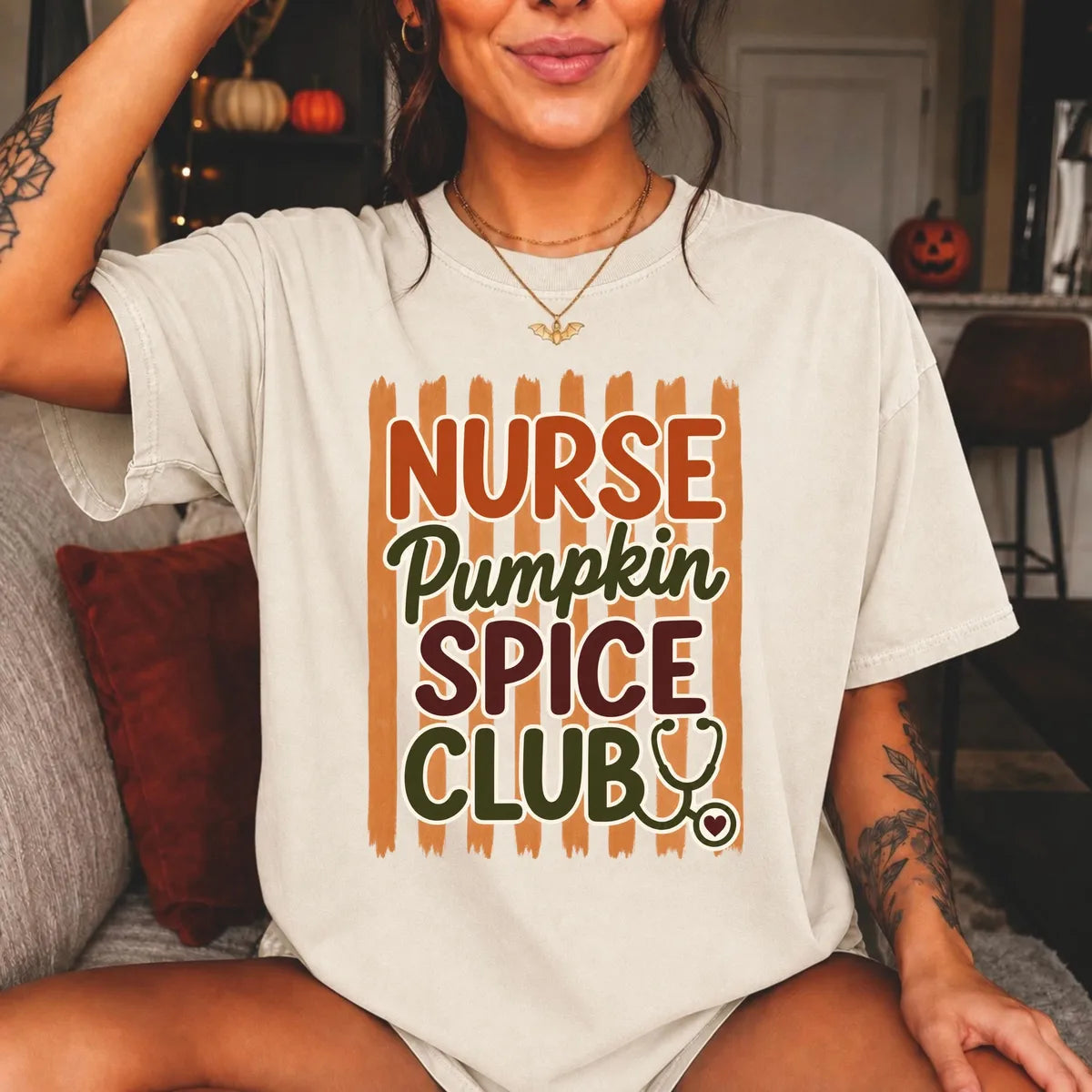 Comfort Colors 1717 T-shirt with Nurse Pumpkin Spice design alternate view view 5