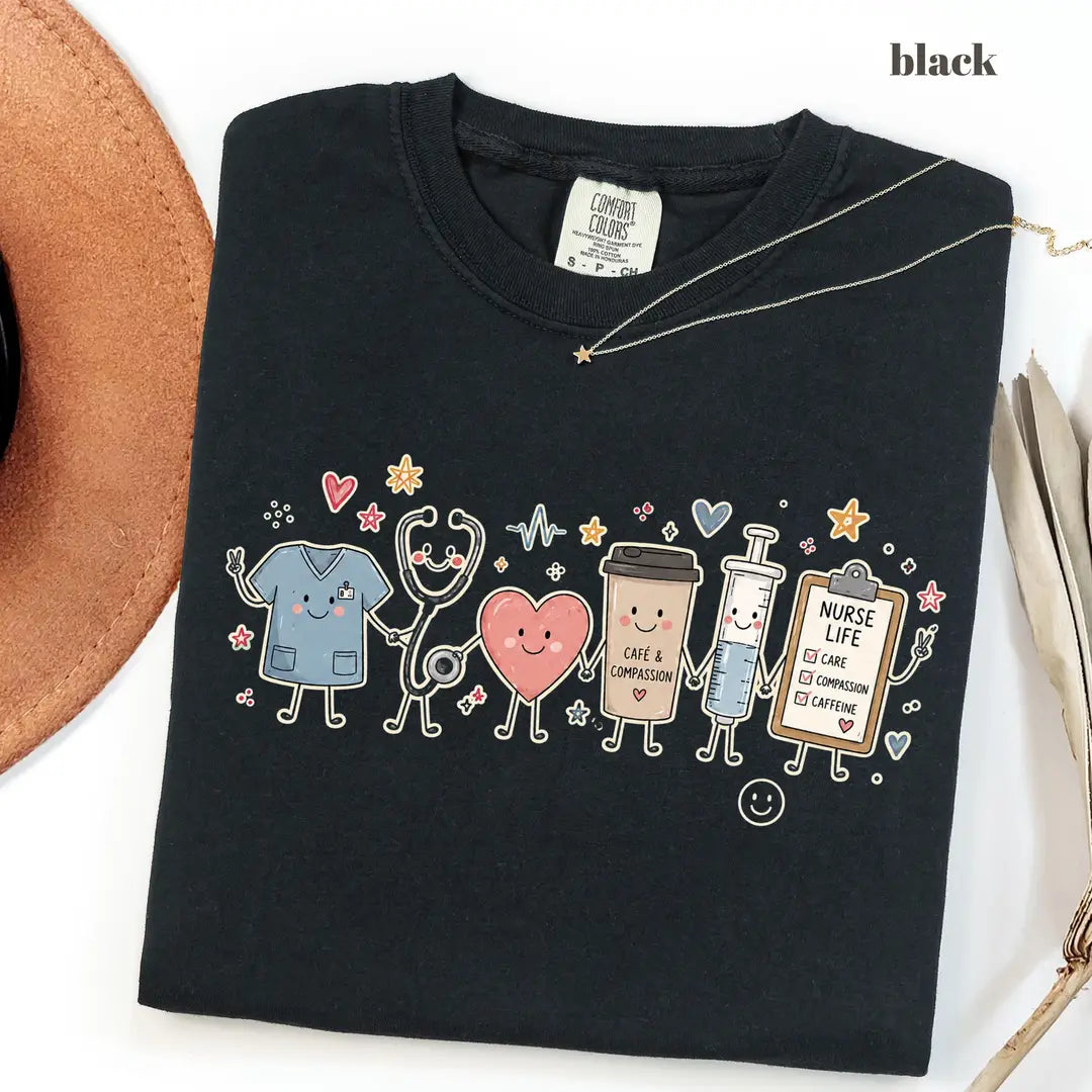 Black CF Comfort Colors 1717 T-shirt with Nurse Life design