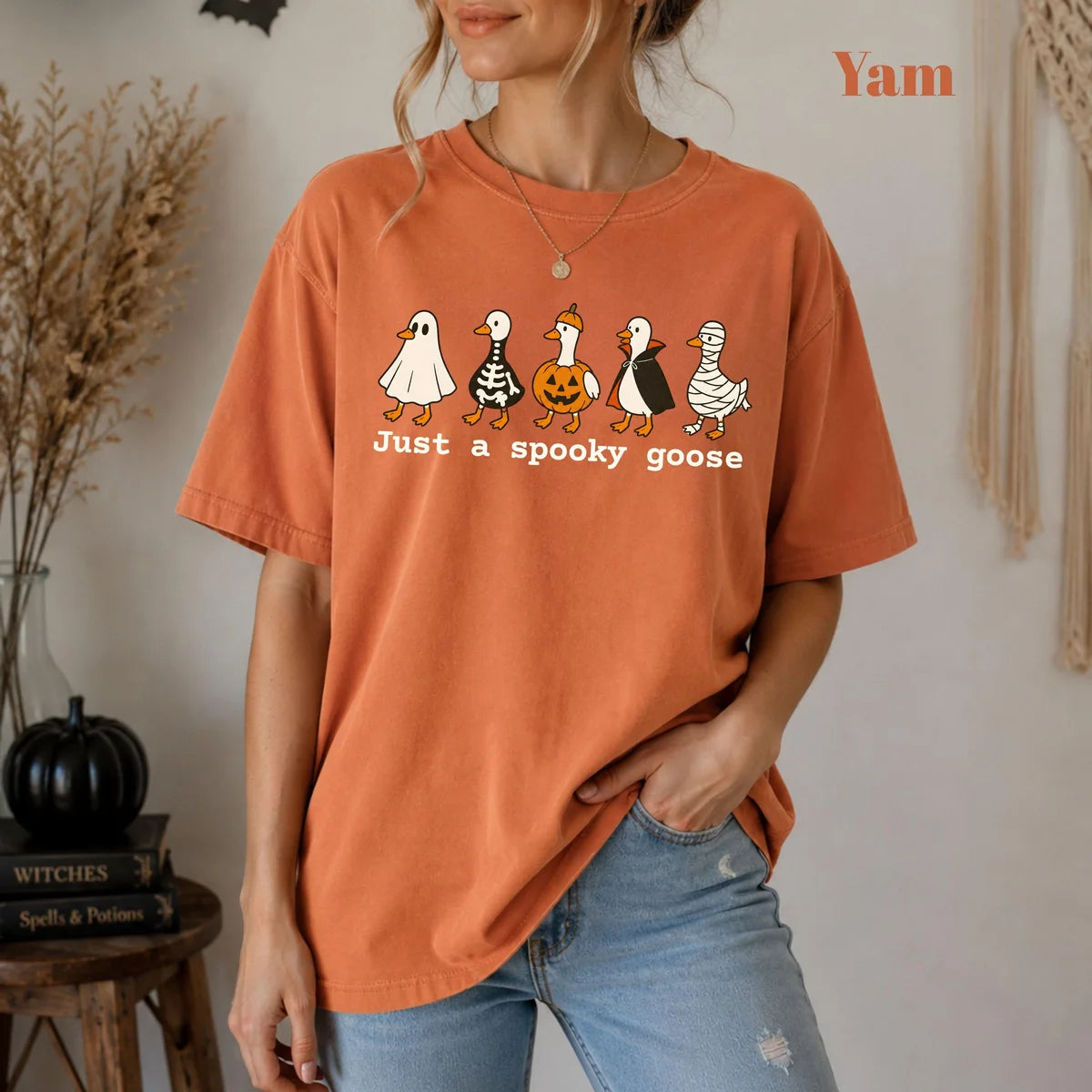 Comfort Colors 1717 T-shirt with Just A Spooky Goose design alternate view view 2